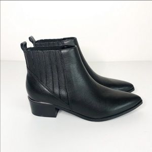 Marc Fisher Black Leather Missir Chelsea Booties